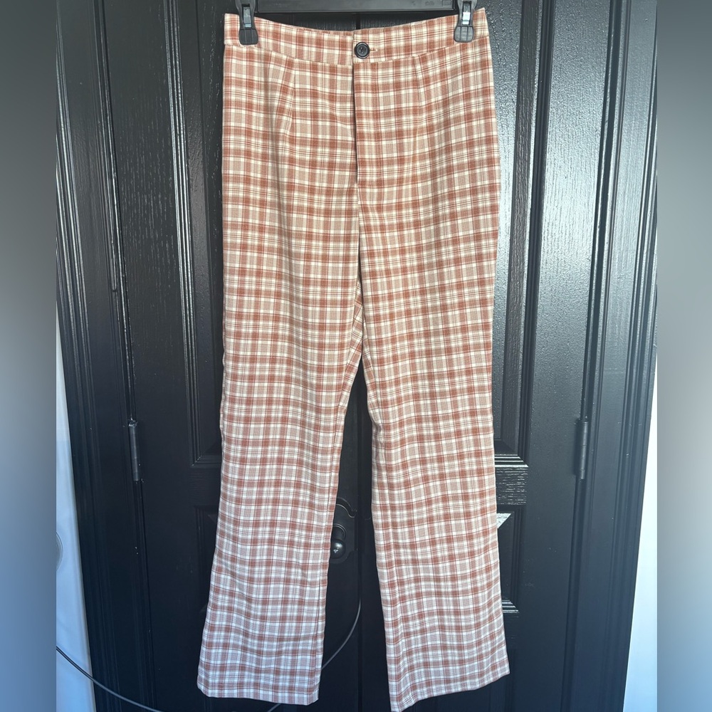 SHEIN Brown Plaid Pants